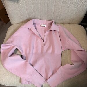 Aritzia Ginny Polo Long Sleeve in Dusty pink